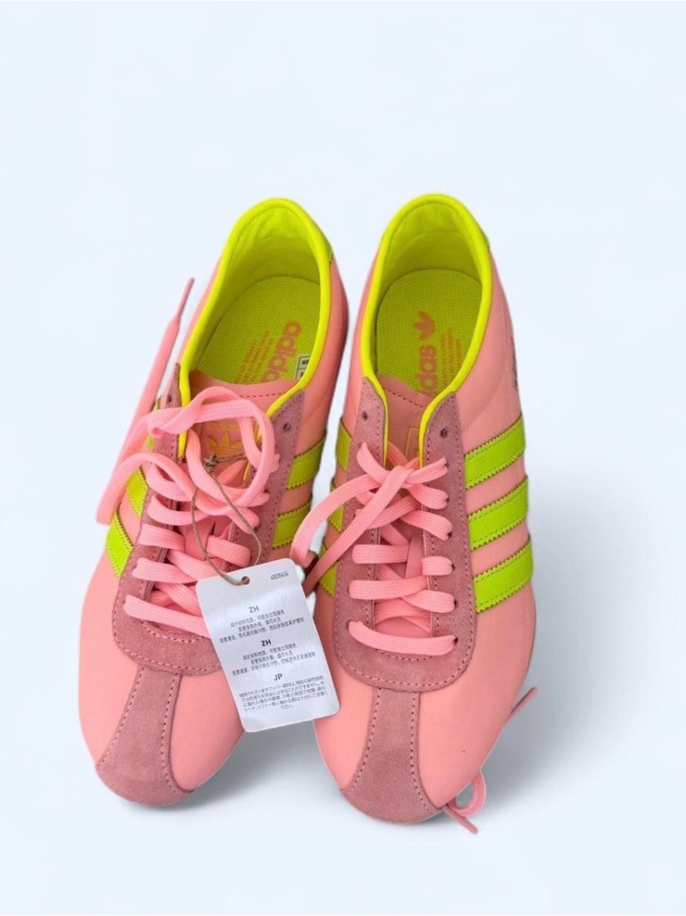 Adidas Tokyo Women's Pink Sneakers with Neon Green Stripes